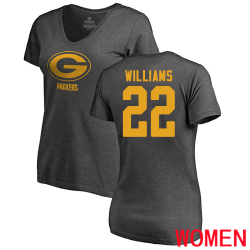Green Bay Packers Ash Women #22 Williams Dexter One Color Nike NFL T Shirt